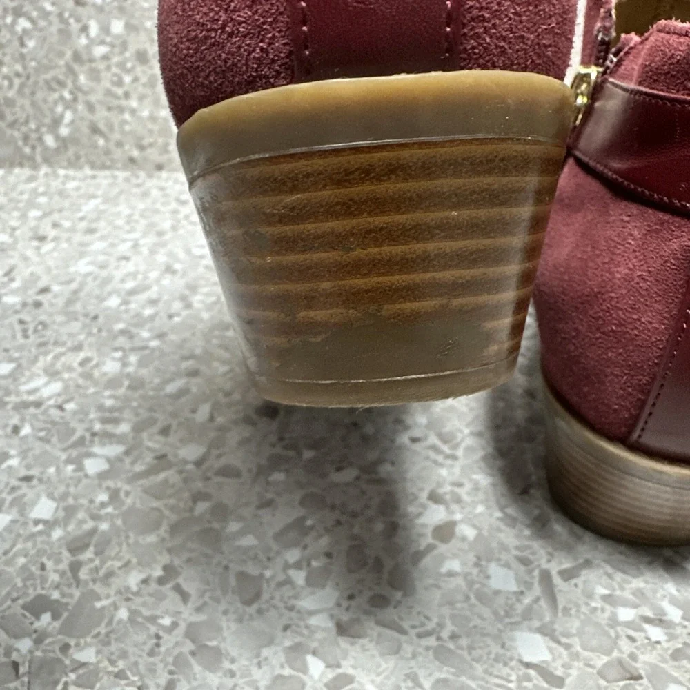 Vionic‎ Ankle Boots Womens 7 Burgundy Suede Side Zip Orthotic Comfort Booties
